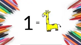How to turn 1 into giraffe | Learn to draw giraffe with number -1 | Drawing and Coloring Giraffe