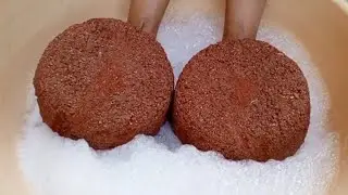 Dusty crunchy Red grainy texture crumble dipping in bubble water 💦Dry on paste satisfying sound asmr