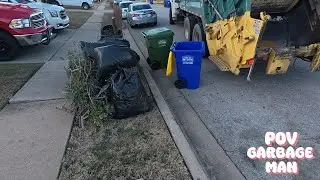Garbage Man POV in Rearloader Truck | 4K Full HD