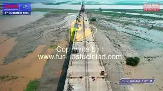 Afcons Kosi Project  Drone Footage of Road & Bridge Construction with Water Flow