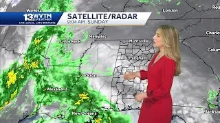 Soaking rain moves into Alabama Christmas Eve night. Rainy, mild, and breezy weather for Christma...
