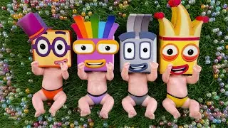 Numberblocks NEW 70 Full of 4 Rainbow Bathtubs Candy with Relaxing video & Magic Slime Cutting Video