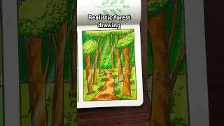 Tutorial: How￼ to draw realistic forest 🌳 #Shorts #Trending