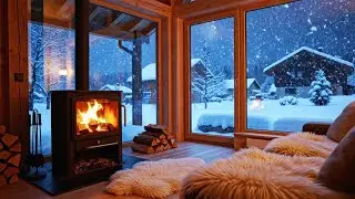 🔴 Cozy Village House ❄️ Snow & Stove Sounds for Relax & Sleep