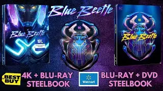 Blue Beetle Best Buy Exclusive 4K + Blu-ray Steelbook | Walmart Blu-ray + DVD Steelbook