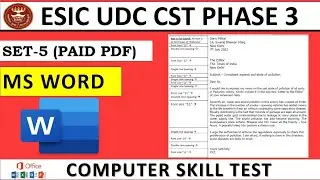 ESIC UDC Computer skill test 2022 | MS word letter writing | Set-5 (Paid pdf)