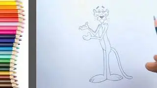 Drawing of pink panther step by step easy ( cartoon character pink panther drawing )