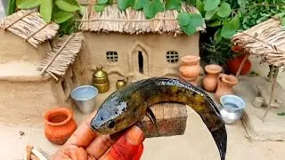 Miniatur village style mini fish cooking and rice 🌾#food #video 