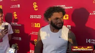 USC LB Easton Mascarenas-Arnold on pre-snap communication, defending against Michigan's mobile QB