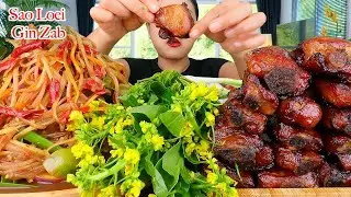 กินส้มตำปลาร้าเผ็ดๆ‼️ซี่โครงหมูทอด ชะอม ผักกวางตุ้งแซ่บๆจ้า
