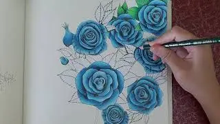 Blue Roses Speed Coloring - Birdtopia by Daisy Fletcher