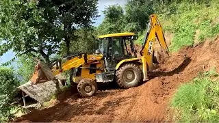 Hilly Narrow Area JCB Backhoe 3DX Super Machine Home Foundation Hilly Area