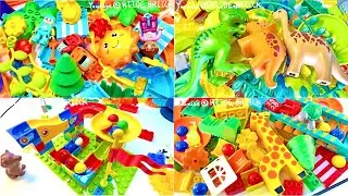 Compilation-Satisfying Marble Run ASMR | Creative Building Blocks Track for Dinosaur & Animal Race