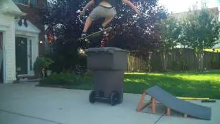 Ollie over standing up trash can!