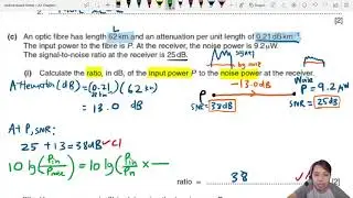 116.4b MJ15 P41 Q12 Optic Fibre Signal Noise Ratio | A2 Communication | A Level Physics