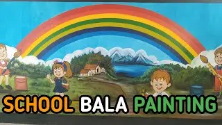 Cartoon beautiful bala painting/school wall decoration/ watercolur wall painting