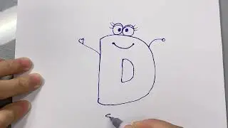 How to Draw Letter D ✨🔤 | Alphabet Drawing for Kids