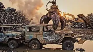 Real Scrap Yard Lifting &ndash; Magnet Arm Moving Massive Metal
