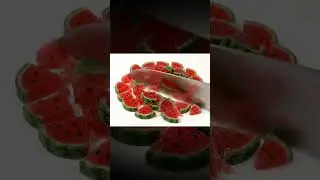 The knife cuts the watermelon candy. ASMR #Virtual #Fruit #ASMR #Candy #Trending #AiASMR #AsmrSounds