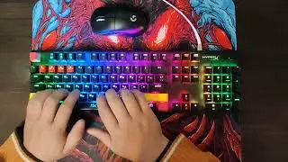 Hyperx alloy origins. Red switches. The switches and the stabilizers lubed (holee, band aid mod).