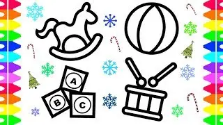Christmas Holiday Coloring Pages for Kids -Baby Christmas Toys Drawing Coloring Book for Children