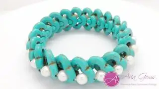 Elastic Turquoise and Freshwater Pearl Bracelet - BCTQ14390