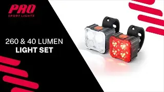 Bicycle light set LED 260 and 40 lumens Front light Rear light USB rechargeable