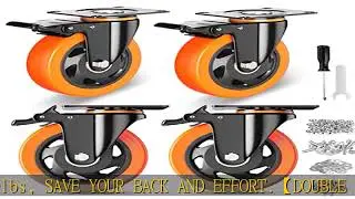 4 Inch Caster Wheels, Casters Set of 4, Heavy Duty Casters with Brake 2200 Lbs, Locking Industrial