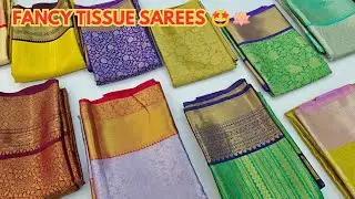 Fancy Varanasi Tissue Sarees with New Colours 🥳 | Sri Deiva Mahal Tex #elampillai #sareelive