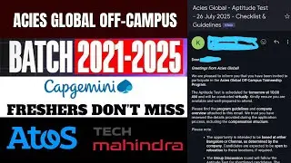 IMPORTANT ACIES GLOBAL OFF CAMPUS Hiring Announced | Capgemini, Atos, Tech Mahindra, NEC Jobs