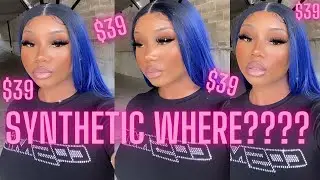 SYNTHETIC WHERE??!! WATCH ME BODY THIS LACE FRONT BLUE WIG FROM AMAZON ONLY 40 LINKS INCLUDED