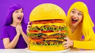 VERR&Uuml;CKTE FOOD-CHALLENGE || 100 Schichten winziges vs. riesiges Essen und Streiche von 123 GO! GOLD