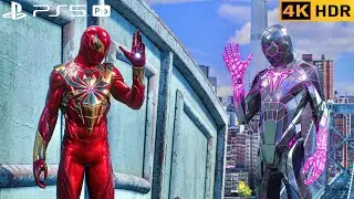 (PS5 PRO) Nanotech Miles Joins Iron-Spider to Fight Kraven Hunters | 4K HDR |