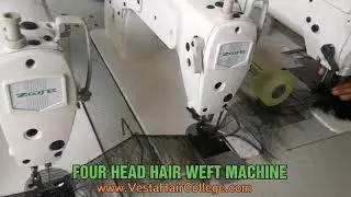 Four head hair wefting machine