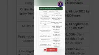 NUMS MDCAT Registration Date #mdcat #nums