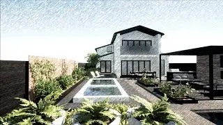 Contemporary garden with swim spa in Harrogate, North Yorkshire