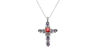 Nicky Butler Watermelon Quartz Triplet Cross Pendant