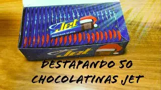 destapando caja de 50 chocolatina jet