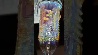Fumed glass Cabin in the Woods! #glassart #fumedglass #davidjamesglassart