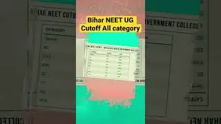 Bihar neet ug cutoff #neet2024 #neetcutoffmarks