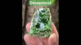 Natural Demantoid Garnet Specimen &ndash; Intense Green Crystals #demantoid #specimen #gemstone