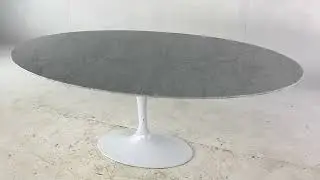 Saarinen Style Mid Century Oval Marble Tulip Dining Table