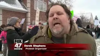 Protesters gathered outside Rep. Bishop&rsquo;s Office