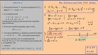 Bacalaureat 2019 la Matematica, Stiintele Naturii