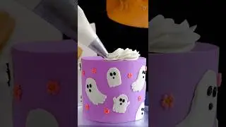 Halloween cake but make it cute and pastel #cakedecorating #halloween #cakemaking