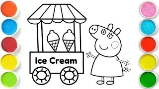 Peppa Pig with Bus Ice Cream Drawing, Painting & Coloring For Kids and Toddlers_ Easy Art