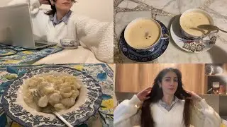 Winter day vlog in my new apartment (cleaning kitchen,getting ready,cooking pasta,working)