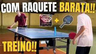 TREINEI o treino inteiro com uma raquete profissional BARATA de tênis de mesa!