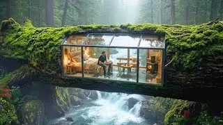 He Built a SECRET HOUSE on a Mountain Bridge | Hidden Life Above the Valley (ASMR)