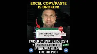 EXCEL 2016 COPY/PASTE ISSUE KB5002914